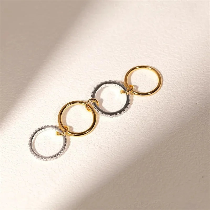 Two-Tone Copper Stackable Ring with Artificial Gemstone | Hypoallergenic | Women's Jewelry