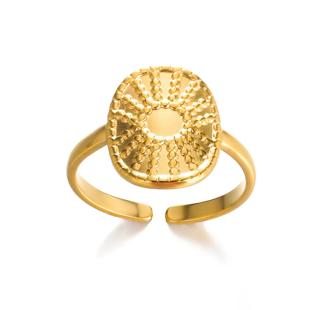 316L Stainless Steel Shell Star Ring | 18K Gold Plated | Adjustable | Women's Jewellery