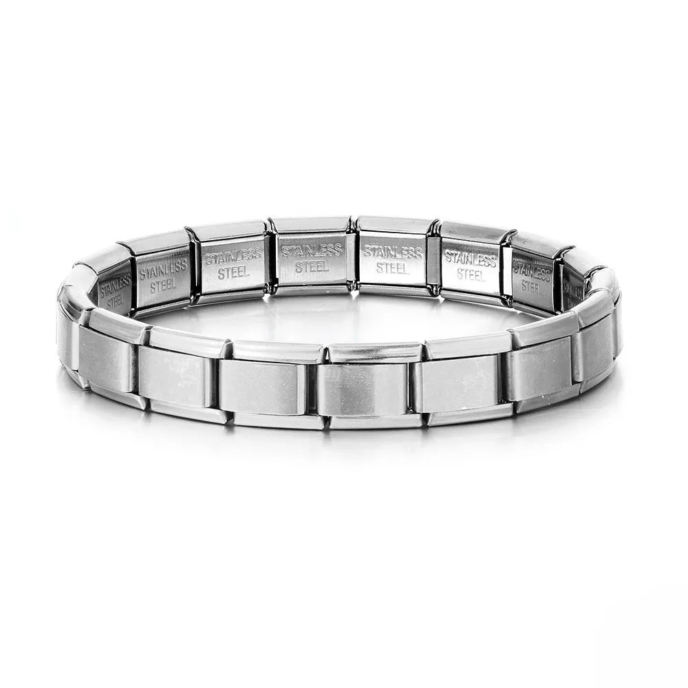 Square Italian Stainless Steel Stretch Bracelet | HipHop Style | Silver Gold Rose Gold Blue Black | Men & Women
