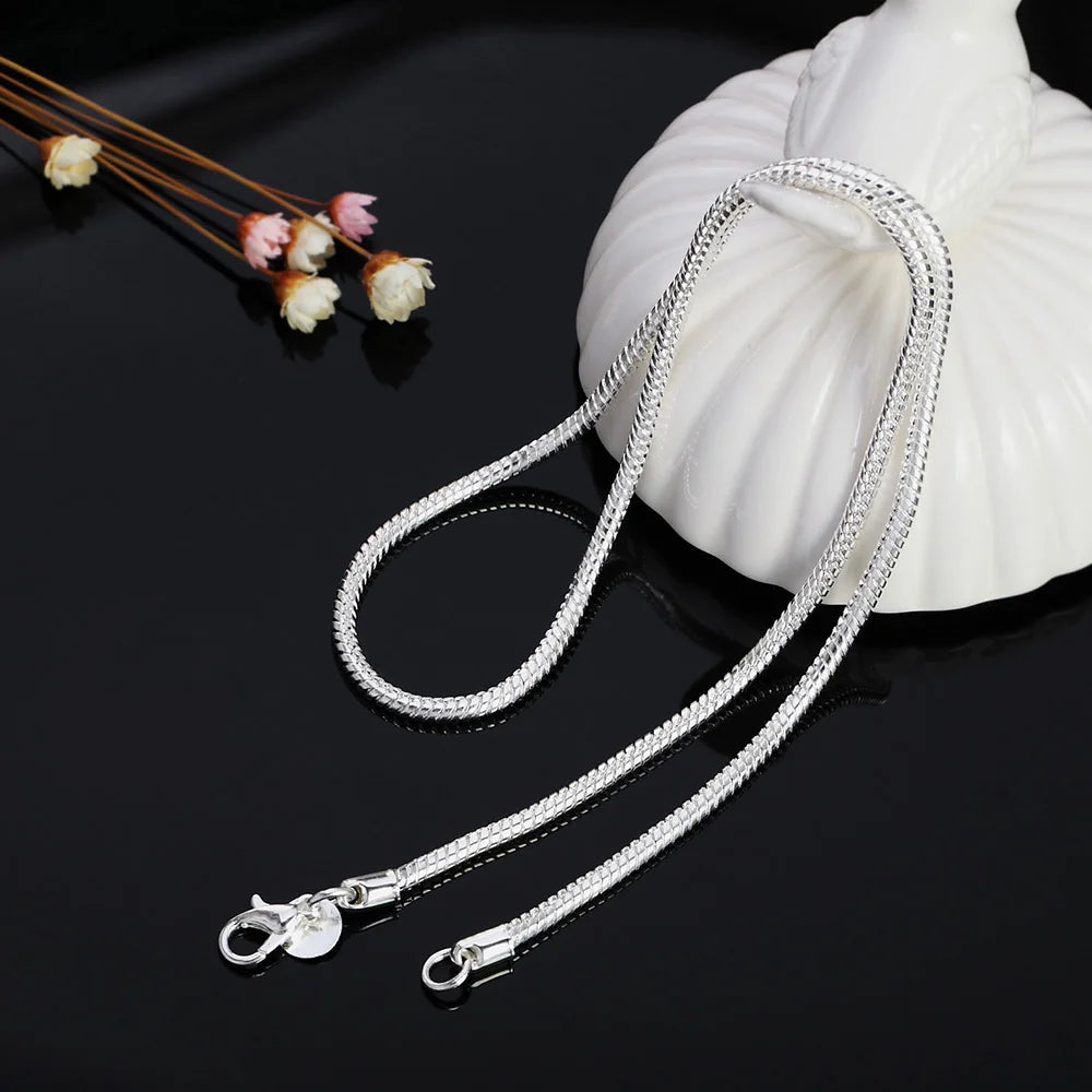 925 Sterling Silver Snake Chain Necklace | 1mm 2mm 3mm | 45-60cm | Men & Women | Pendant Chain