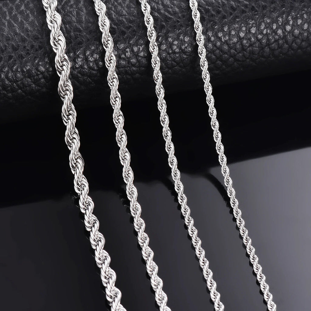 925 Sterling Silver Rope Chain Necklace & Bracelet | 2mm 3mm 4mm | Men & Women