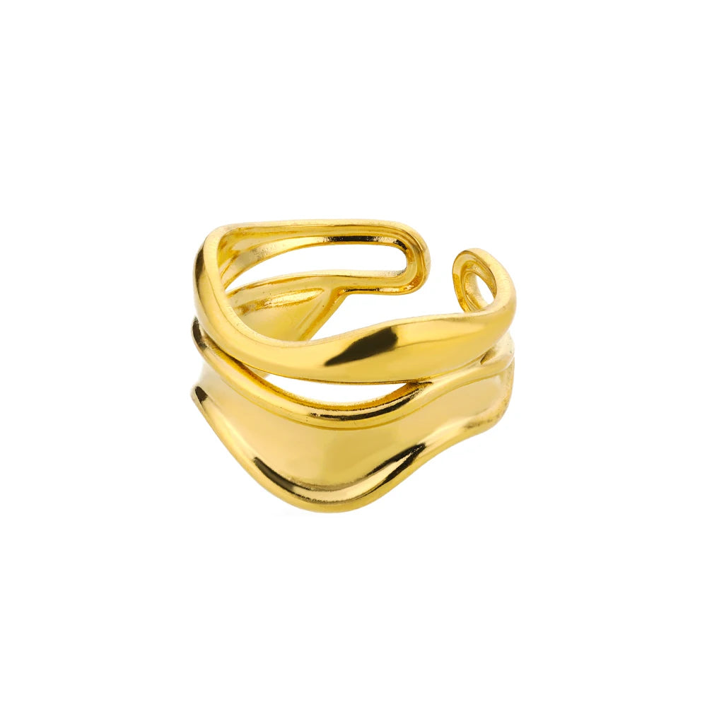 Stainless Steel Cocktail Ring | 316L Gold-Tone | Fade-Resistant Luxury | Women & Couples
