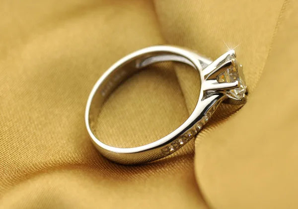 925 Sterling Silver Solitaire Ring | 7.0ct Zircon | Six-Prong Setting | Women's Luxury Ring