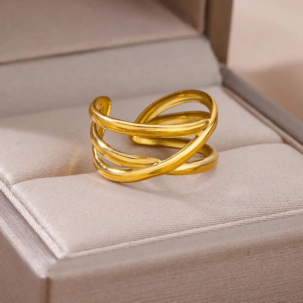 Stainless Steel Cocktail Ring | 316L Gold-Tone | Fade-Resistant Luxury | Women & Couples