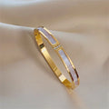 Stackable Zirconia Bracelet Set | Stainless Steel | 5 Pcs | Gold Silver Pink Black | Women