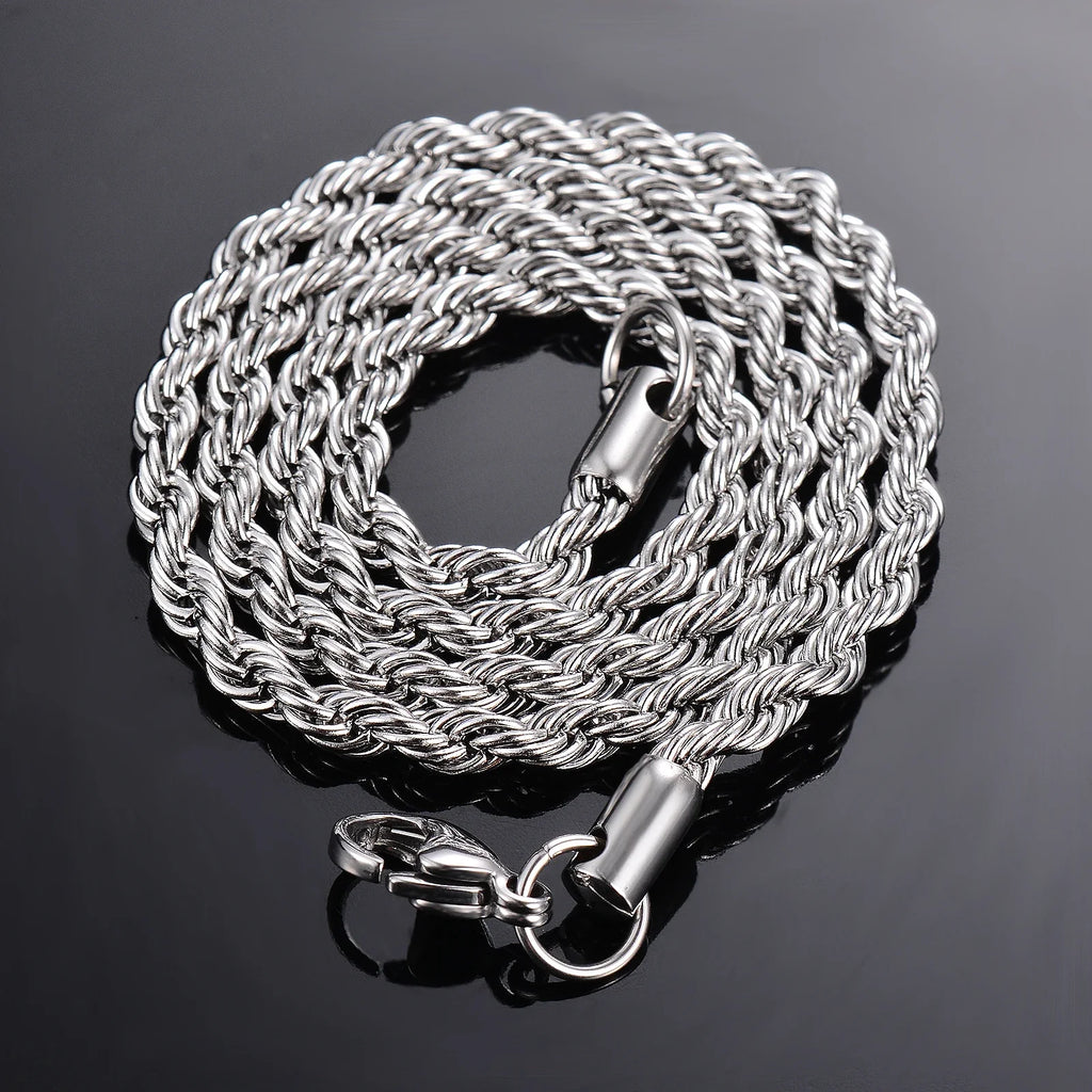 925 Sterling Silver Rope Chain Necklace & Bracelet | 2mm 3mm 4mm | Men & Women