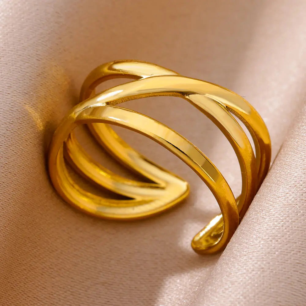Stainless Steel Cocktail Ring | 316L Gold-Tone | Fade-Resistant Luxury | Women & Couples