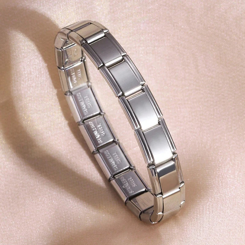Italian Charm Bracelet | Stainless Steel | DIY Modular | 9mm | Women & Men