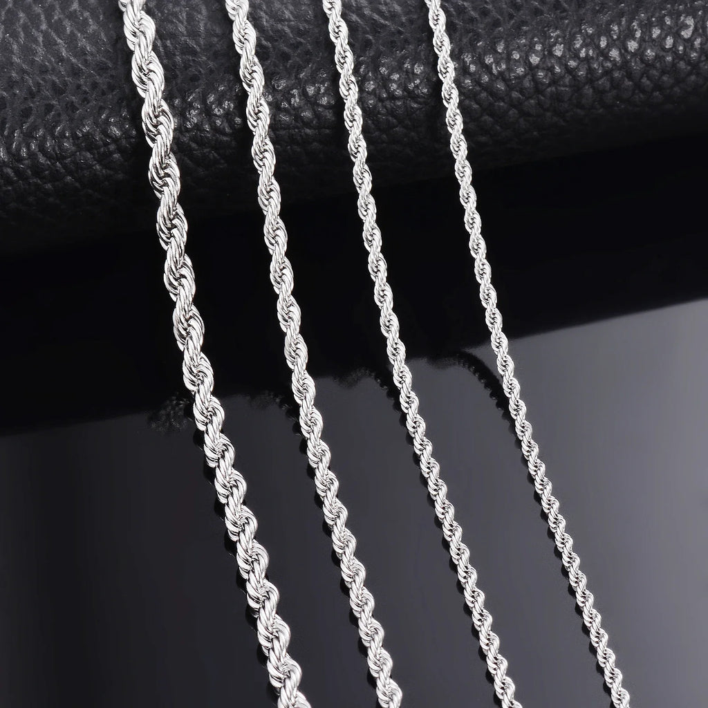 925 Sterling Silver Rope Chain Necklace & Bracelet | 2mm 3mm 4mm | Men & Women