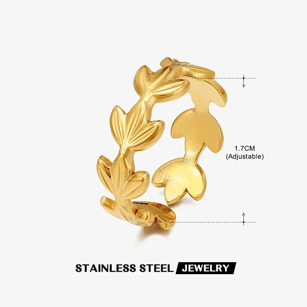 316L Stainless Steel Shell Star Ring | 18K Gold Plated | Adjustable | Women's Jewelry