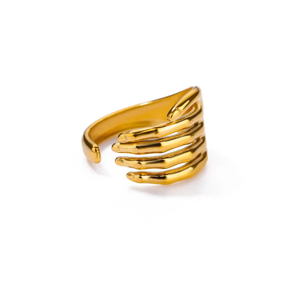 316L Stainless Steel Shell Star Ring | 18K Gold Plated | Adjustable | Women's Jewellery