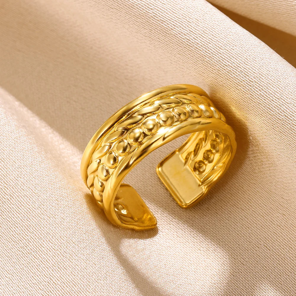 316L Stainless Steel Shell Star Ring | 18K Gold Plated | Adjustable | Women's Jewellery