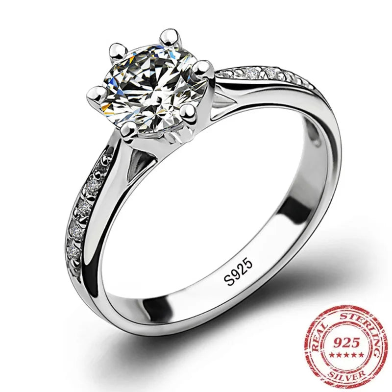 925 Sterling Silver Solitaire Ring | 7.0ct Zircon | Six-Prong Setting | Women's Luxury Ring