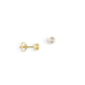 Round Crystal Stud Earrings | Gold-Tone Border | Stackable Everyday Sparkle