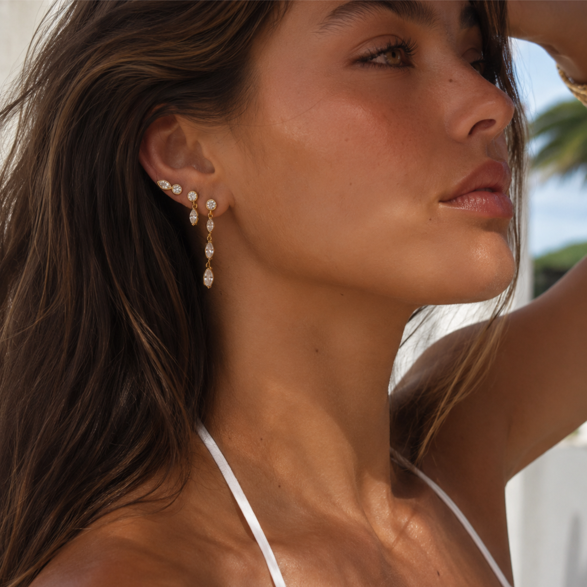 Luna Glow Triple Oorbellen - Goud